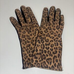 UR Powered Women's Black Gloves Size Small Shell 100% Leather Leopard Print